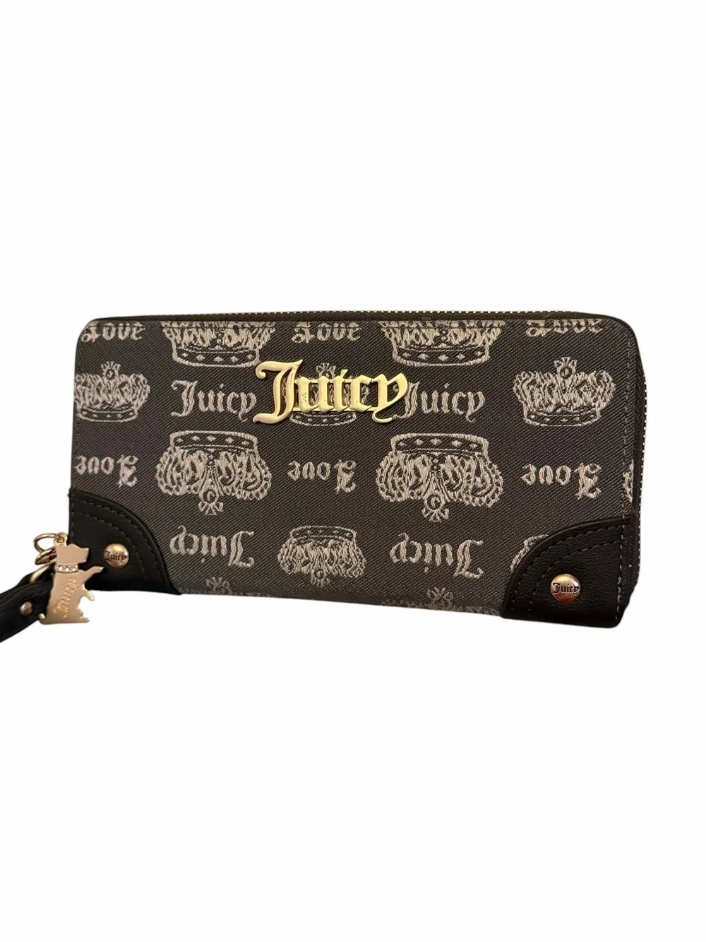 Juicy Couture Juicy Fan Club Large Zip Around Wallet Chocolate Sandstone